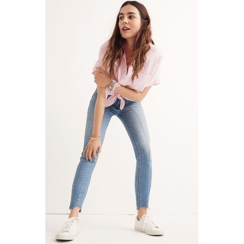Madewell Jeans Women 25 Blue Denim 9 Inch High Rise Skinny Seamed Step Hem‎